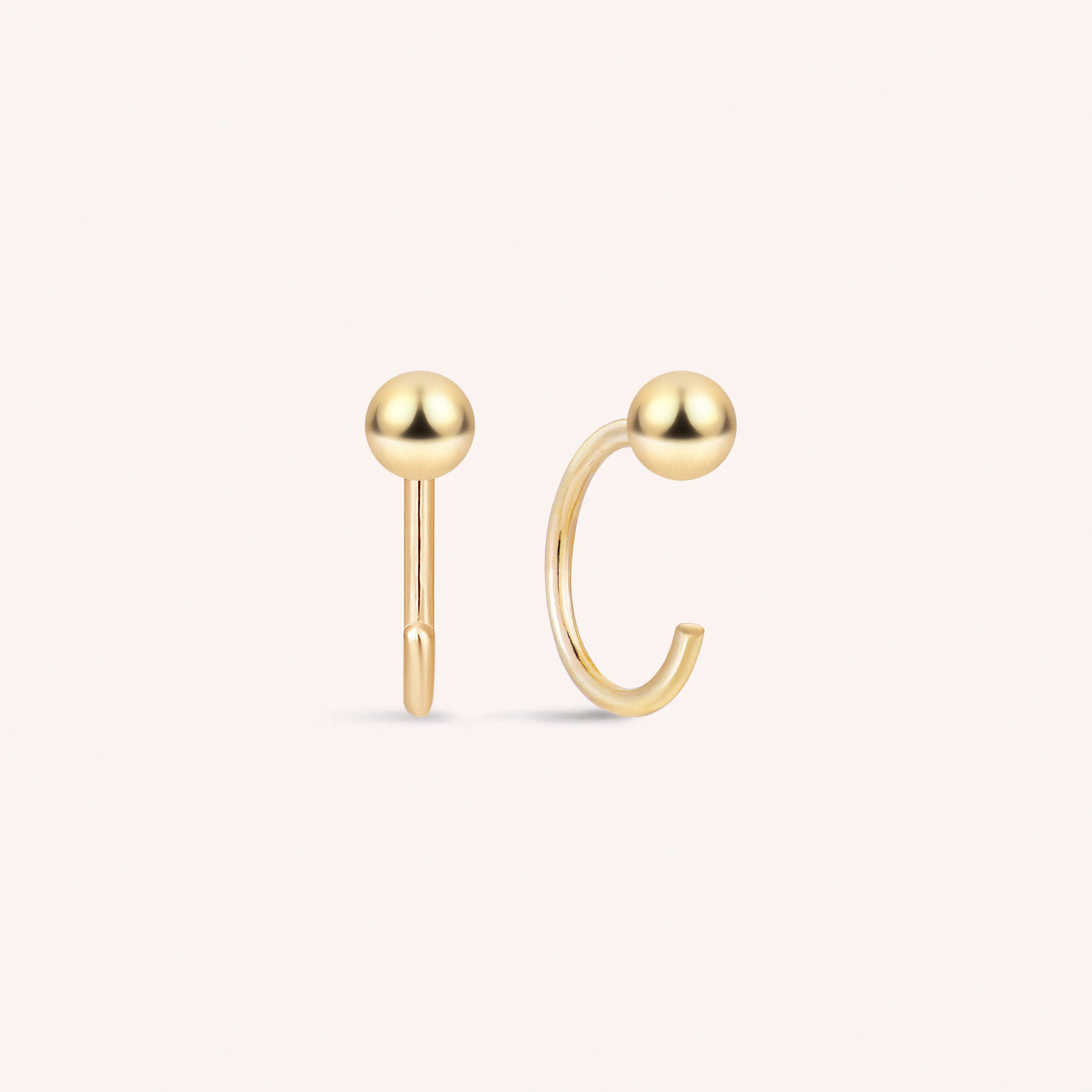 milly-3gor！ 14K Solid Gold Mini Ball Huggie Earrings – J&CO Jewellery