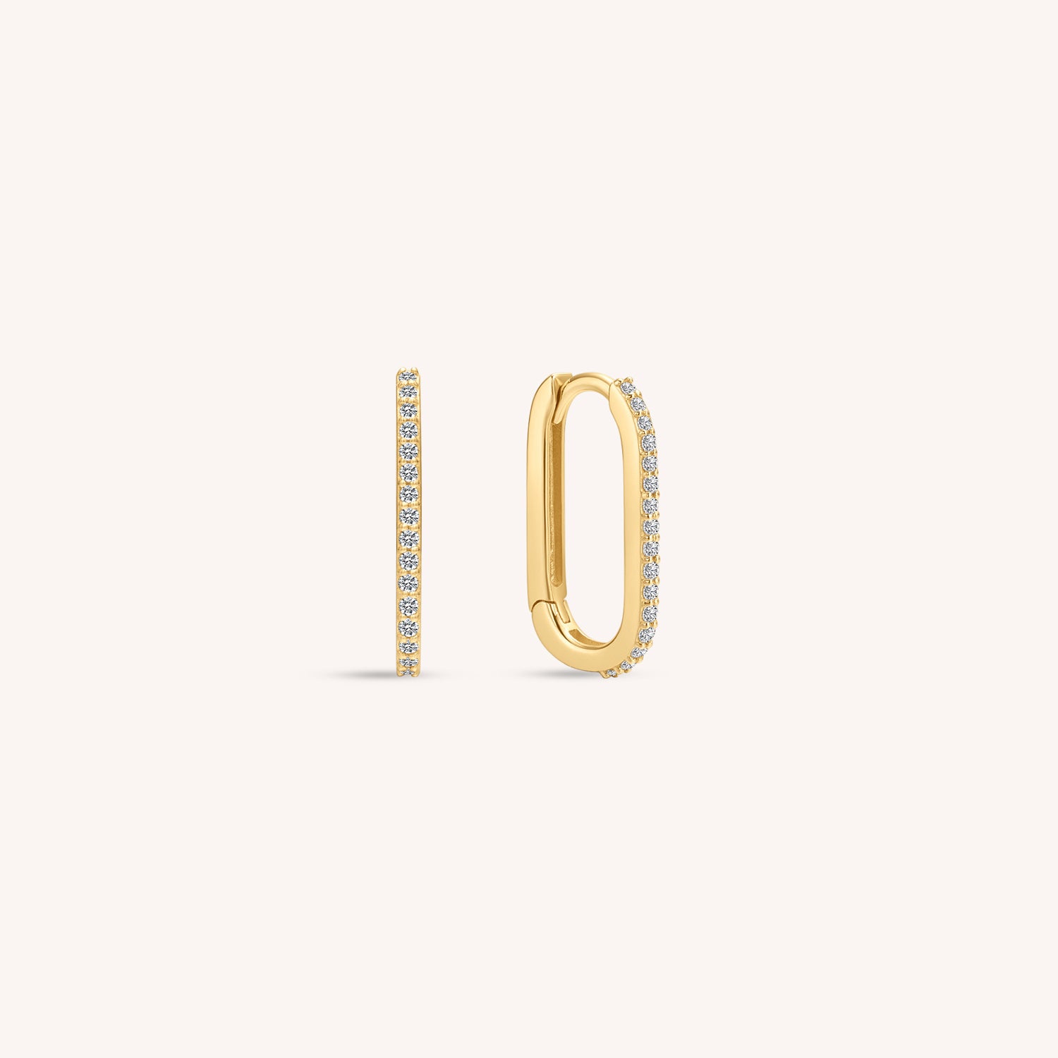 14K Solid Gold Timeless Diamond Link Small Hoop Earrings