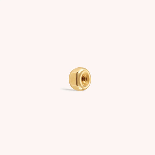14K Solid Gold Tiny CZ Barbell - Clear