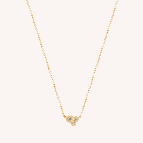 14K ソリッドゴールド トリオ ソリティア ダイヤモンド ネックレス