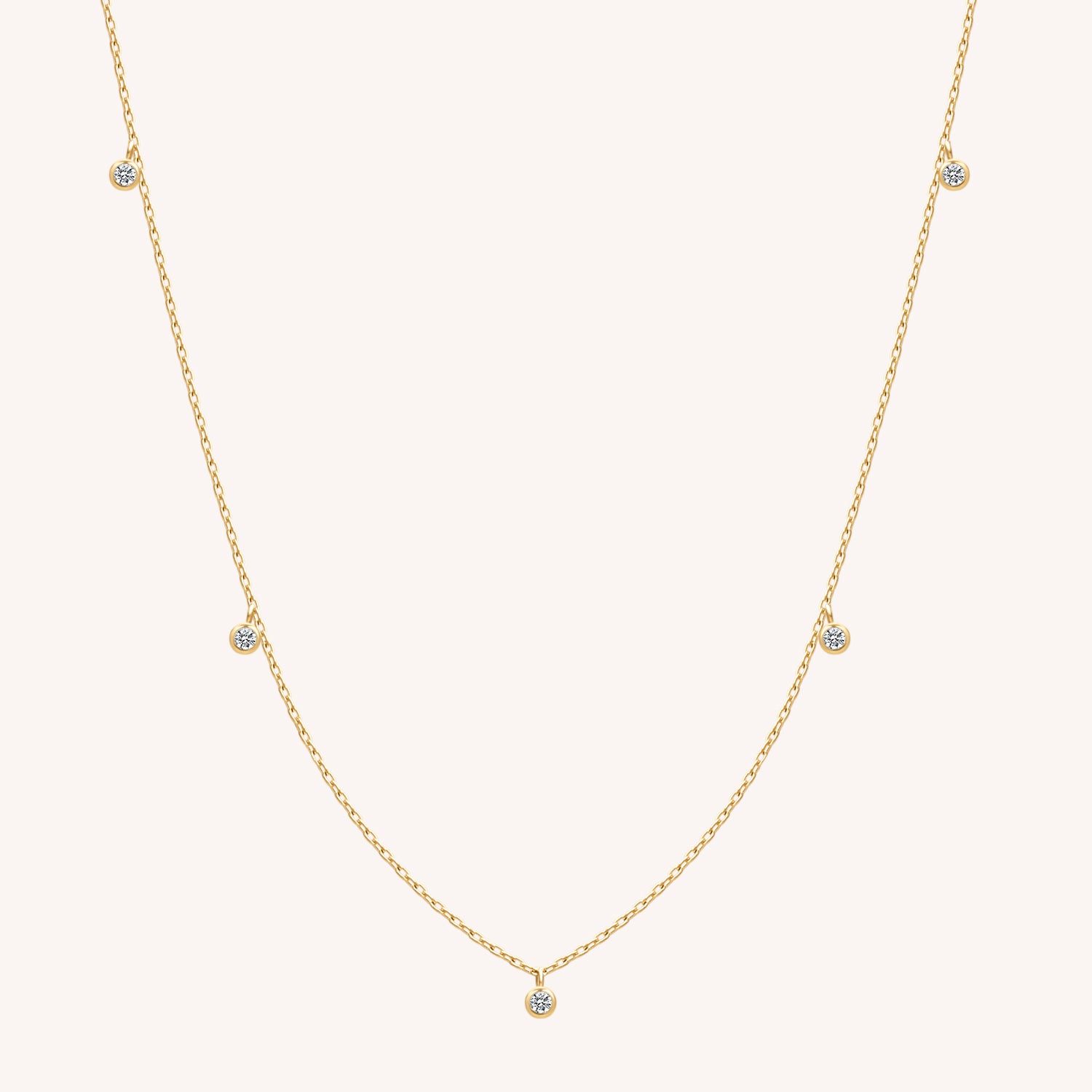 14K Massivgold Glitzer Diamant Halskette