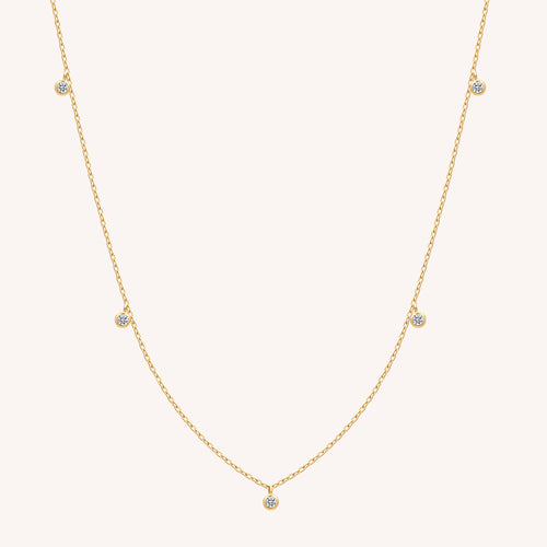 14K Massivgold Glitzer Diamant Halskette