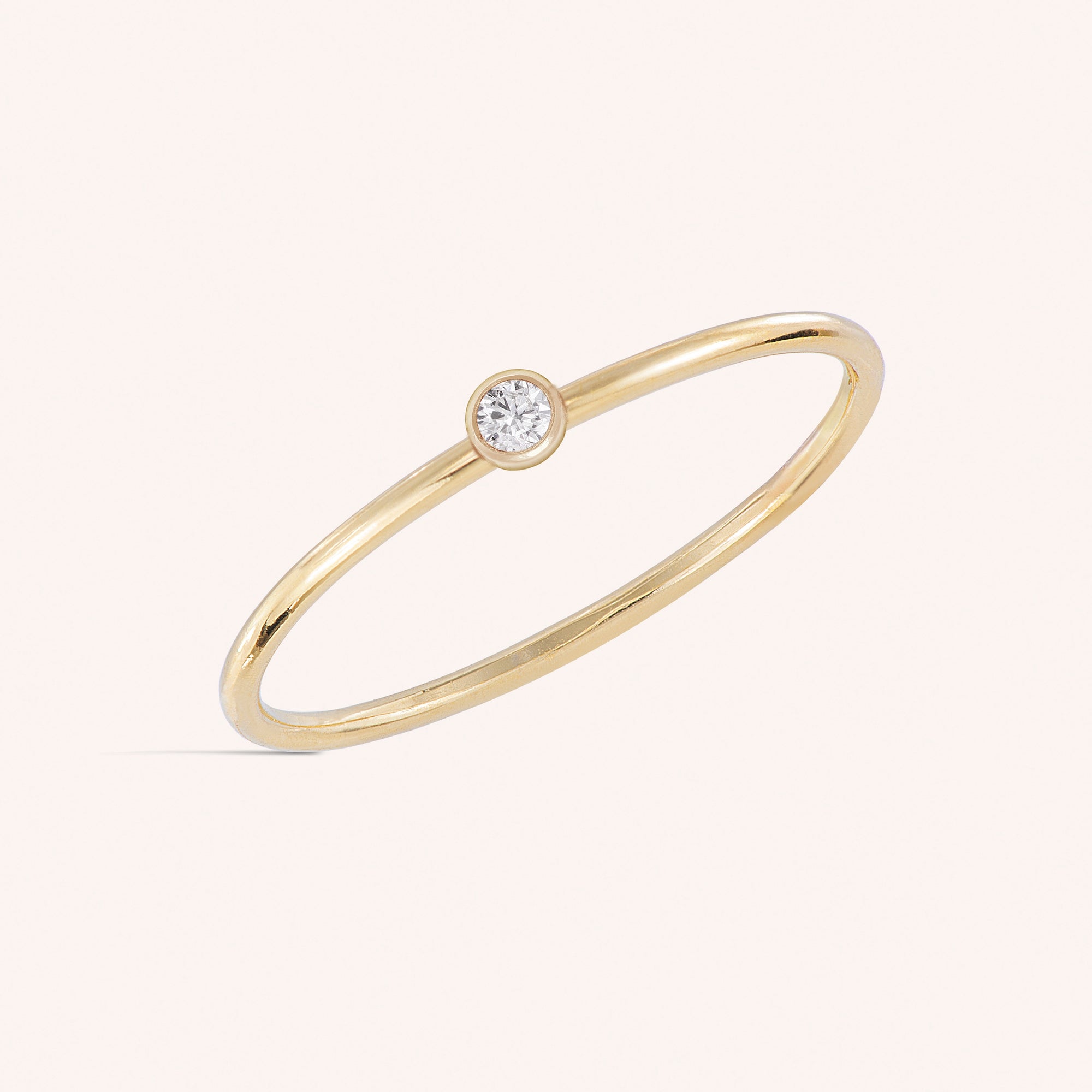 14K Solid Gold Minimal Diamond Ring