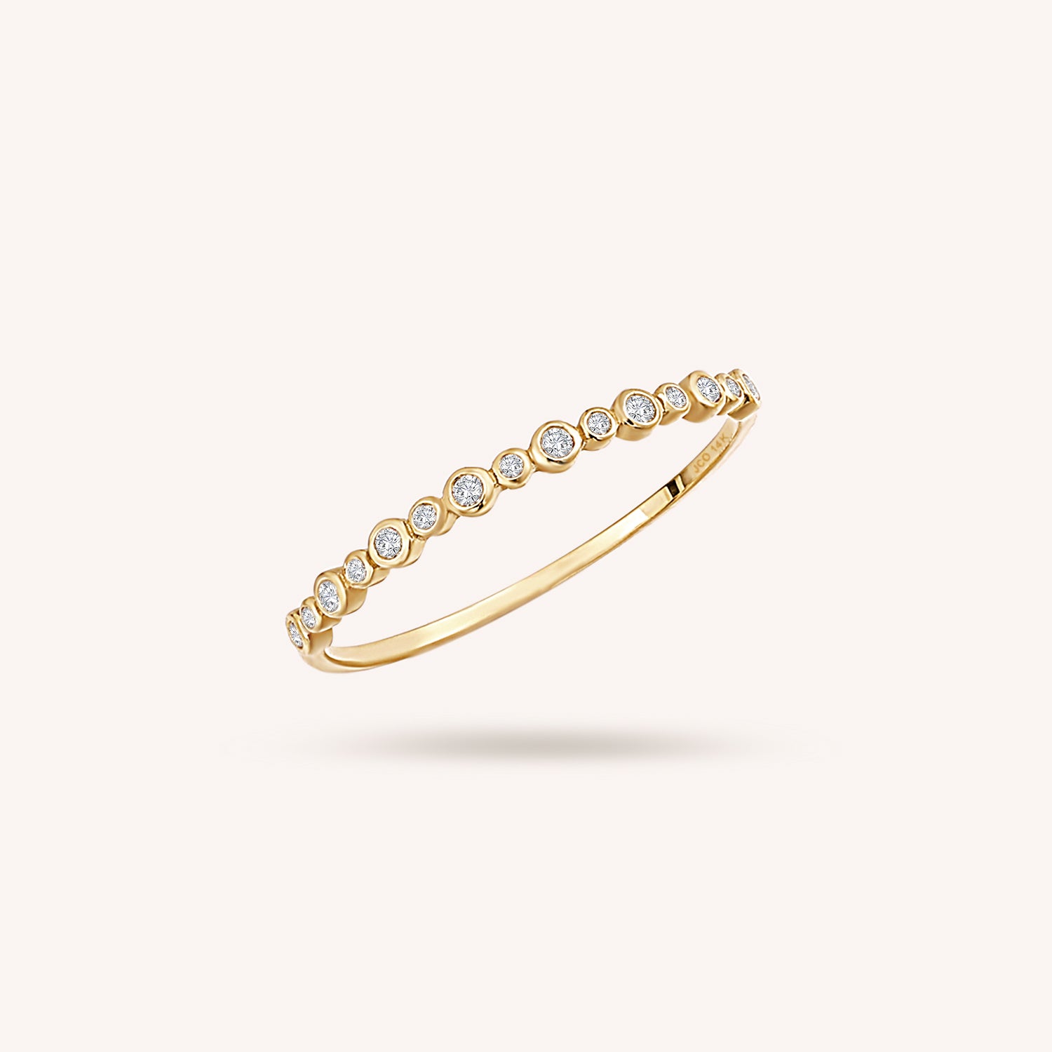 14K ソリッドゴールド ベゼル ダイヤモンド リング