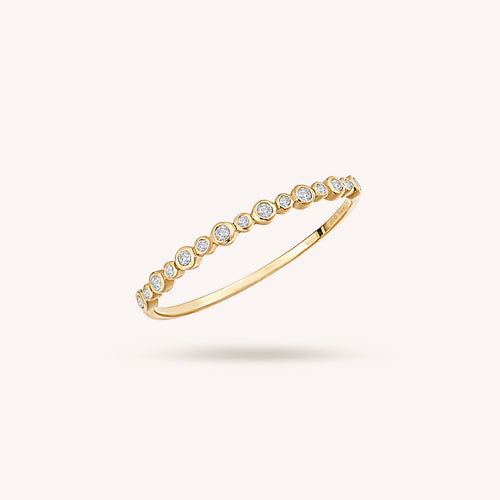14K ソリッドゴールド ベゼル ダイヤモンド リング
