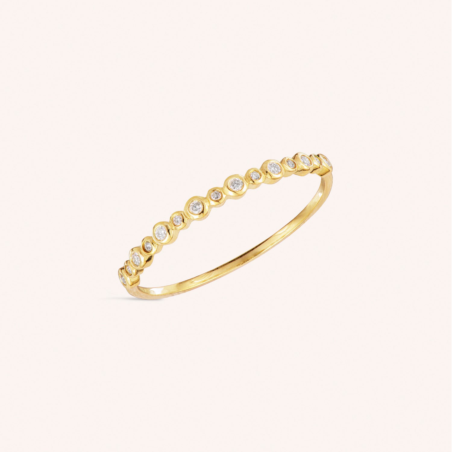 14K Massief Gouden Bezel Diamanten Ring