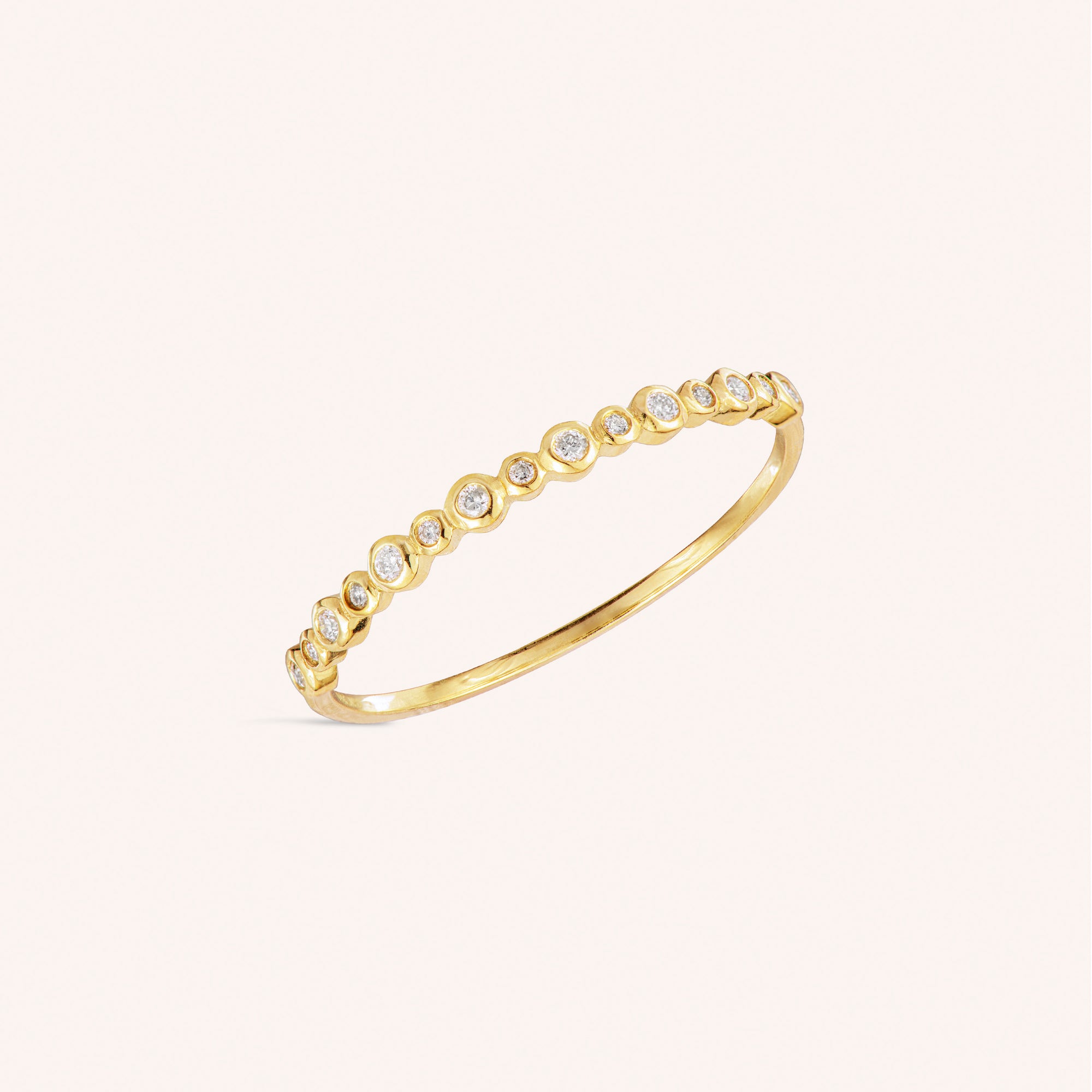14K Massief Gouden Bezel Diamanten Ring