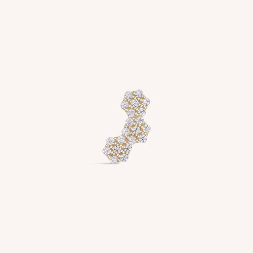 14K Solid Gold Honeycomb Cluster Flatback Earring