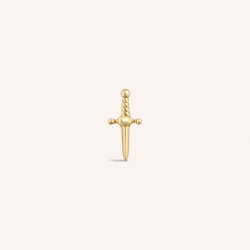 14K Solid Gold Mini Dagger Internal Threaded Labret Earring