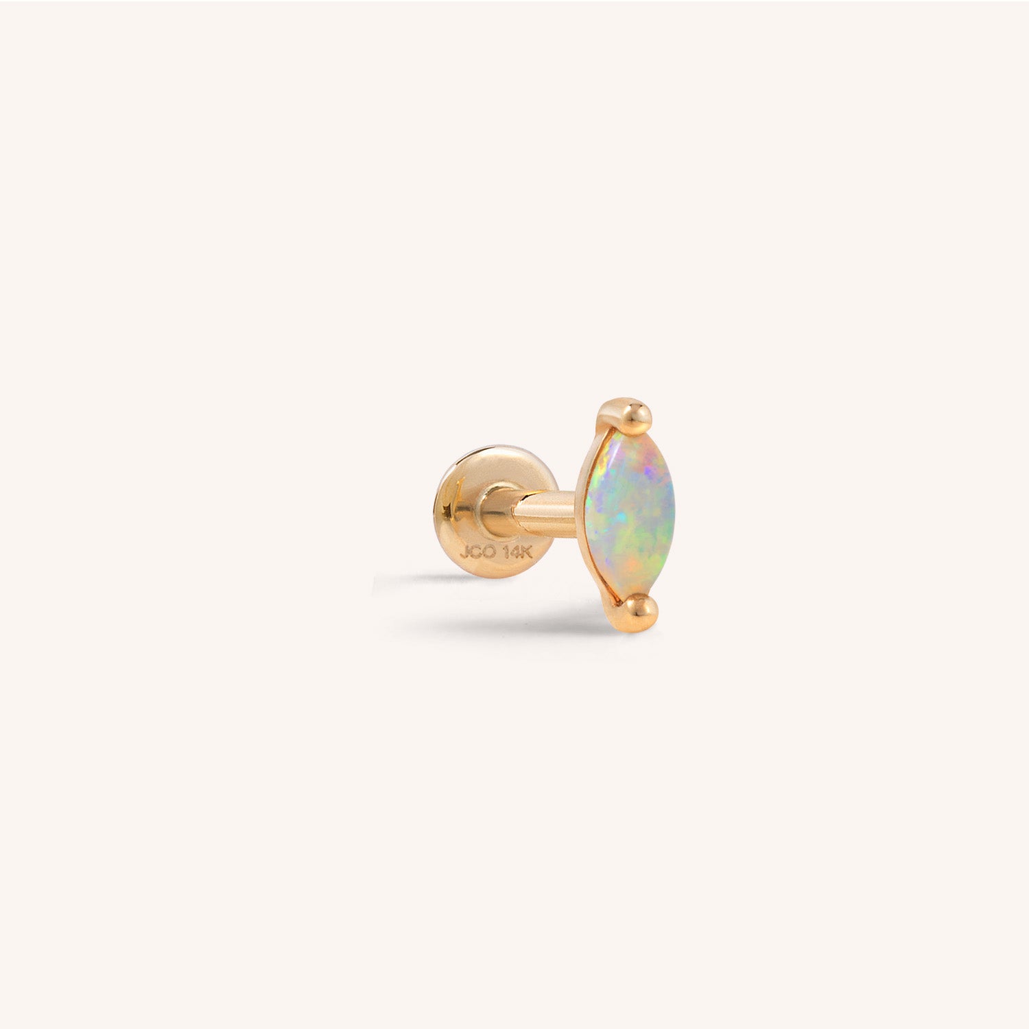 14K Massivt Guld Opal Marquise Skruet Labret Ørering