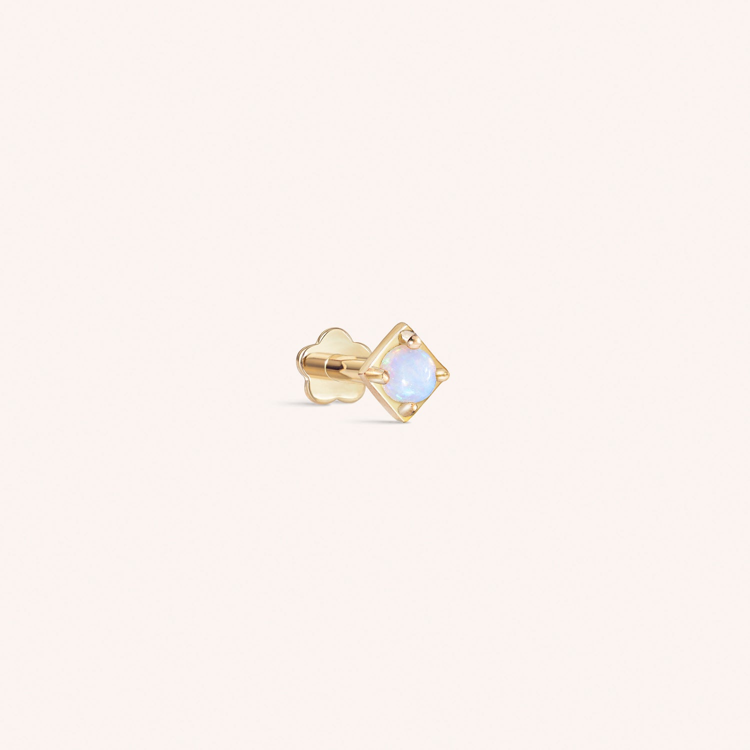 ต่างหูลาบเร็ตแบบเกลียวสี่เหลี่ยมมินิโอปอลทองแท้ 14K