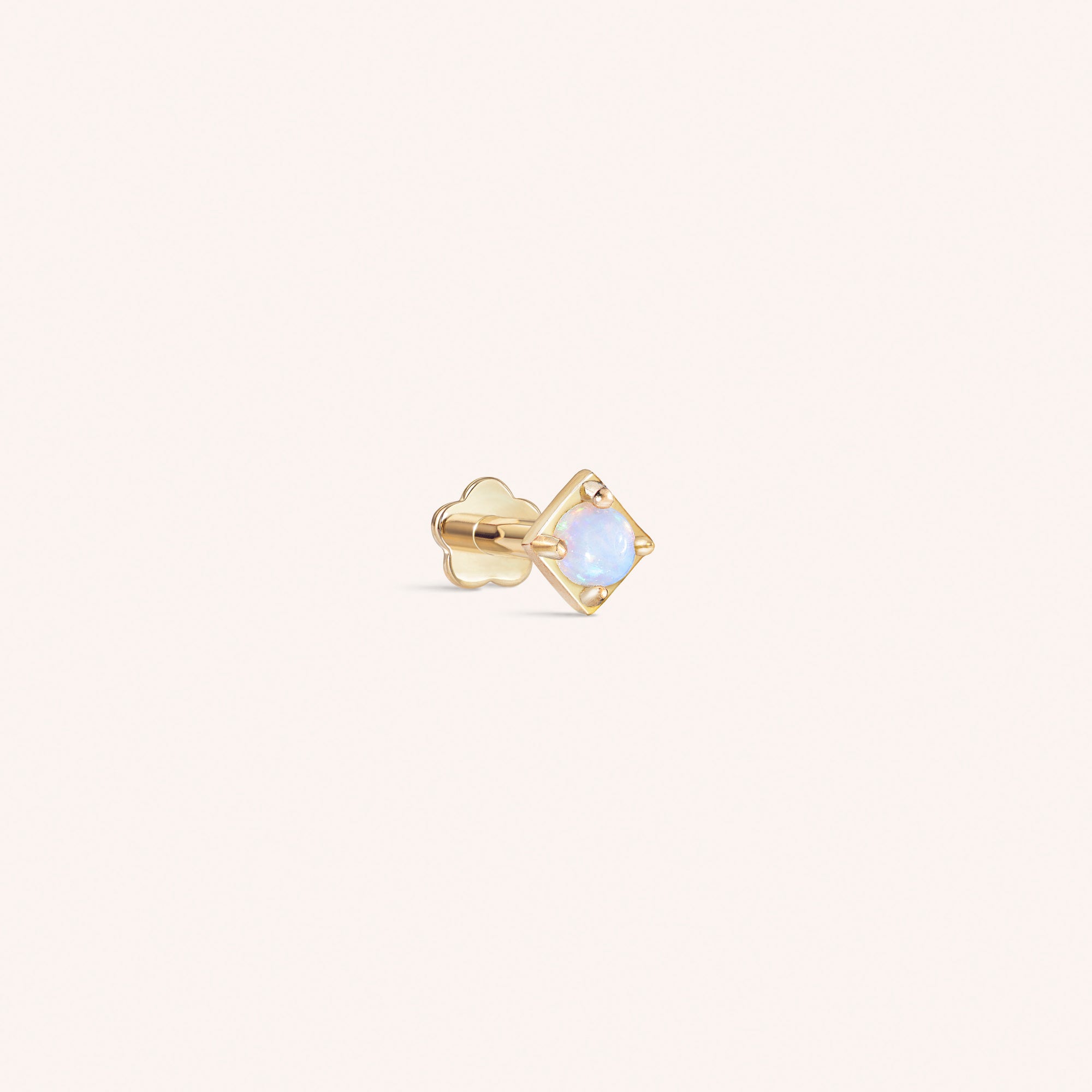 ต่างหูลาบเร็ตแบบเกลียวสี่เหลี่ยมมินิโอปอลทองแท้ 14K
