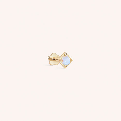 ต่างหูลาบเร็ตแบบเกลียวสี่เหลี่ยมมินิโอปอลทองแท้ 14K