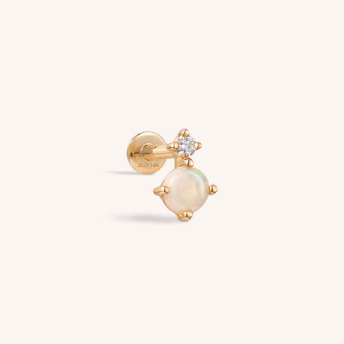14K الذهب الصلب Opal Diamond Labret