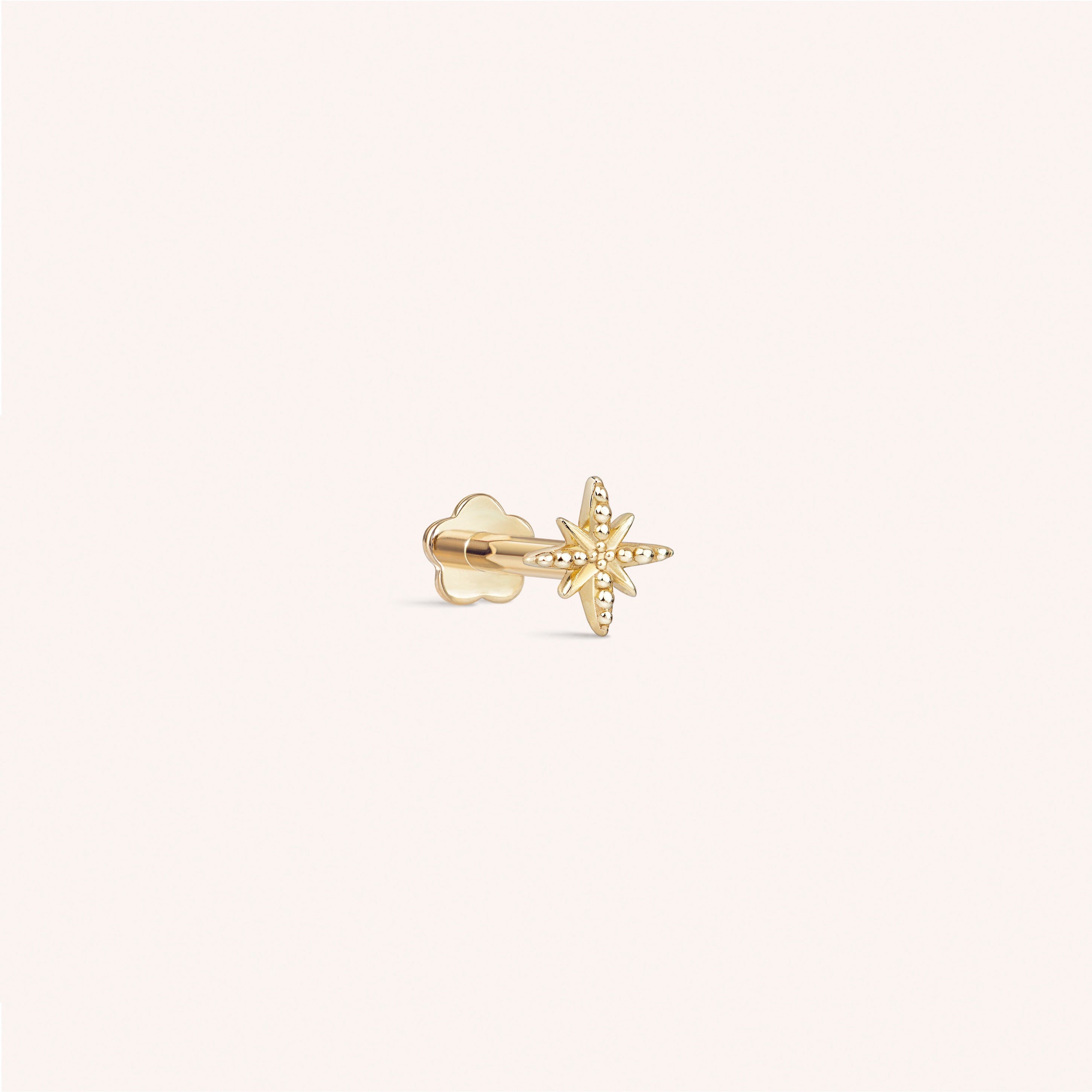 Pair Gold Moon Internally Threaded Steel Labret Tragus Conch Earrings – Studs Included