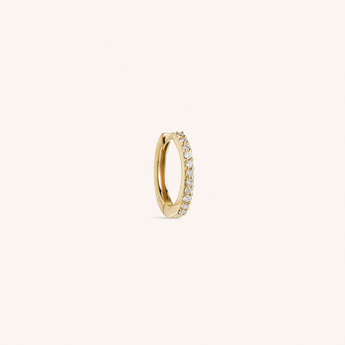 14K Solid Gold Diamond Tiny Hoop Earring 8mm
