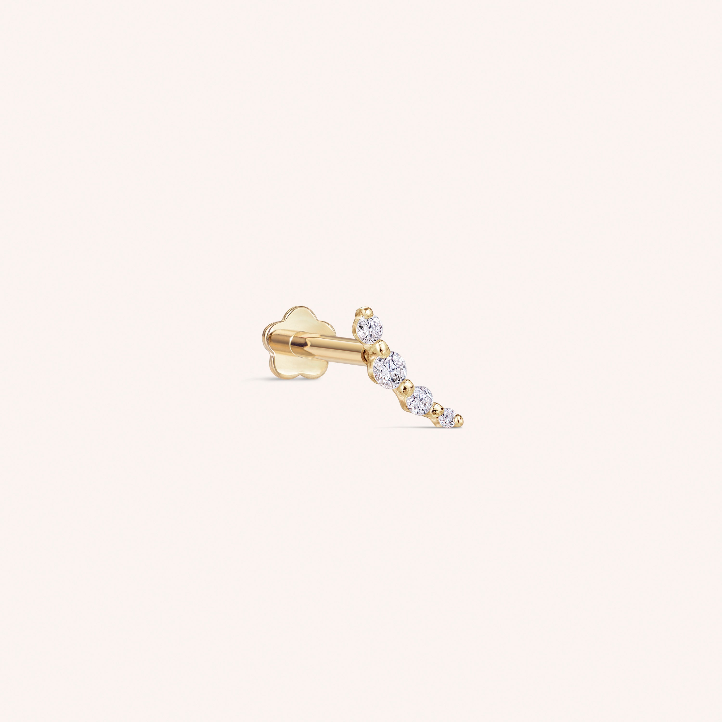 14K Solid Gold Curve Diamond Threaded Labret Earring – J&CO