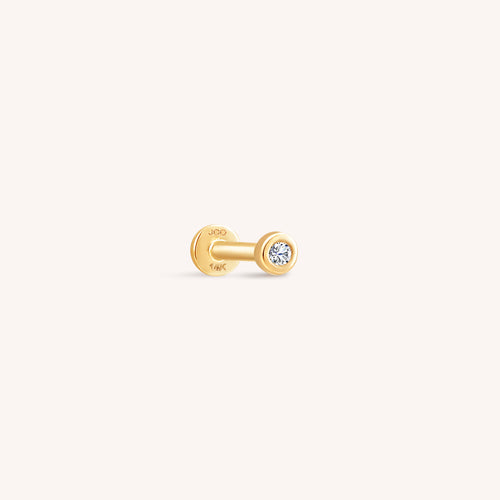 14K Solid Gold Baby Bezel Diamond Threaded Labret Earring – J&CO Jewellery