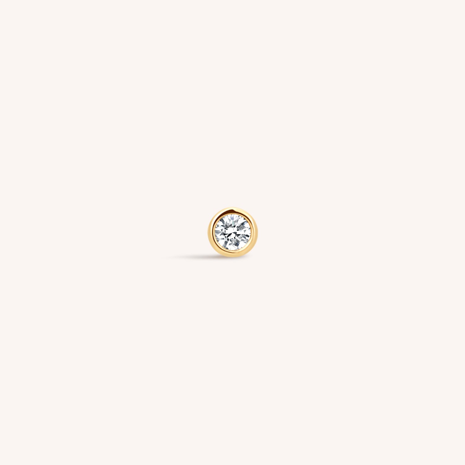 14K Solid Gold Mini Bezel Diamond Threaded Labret Earring