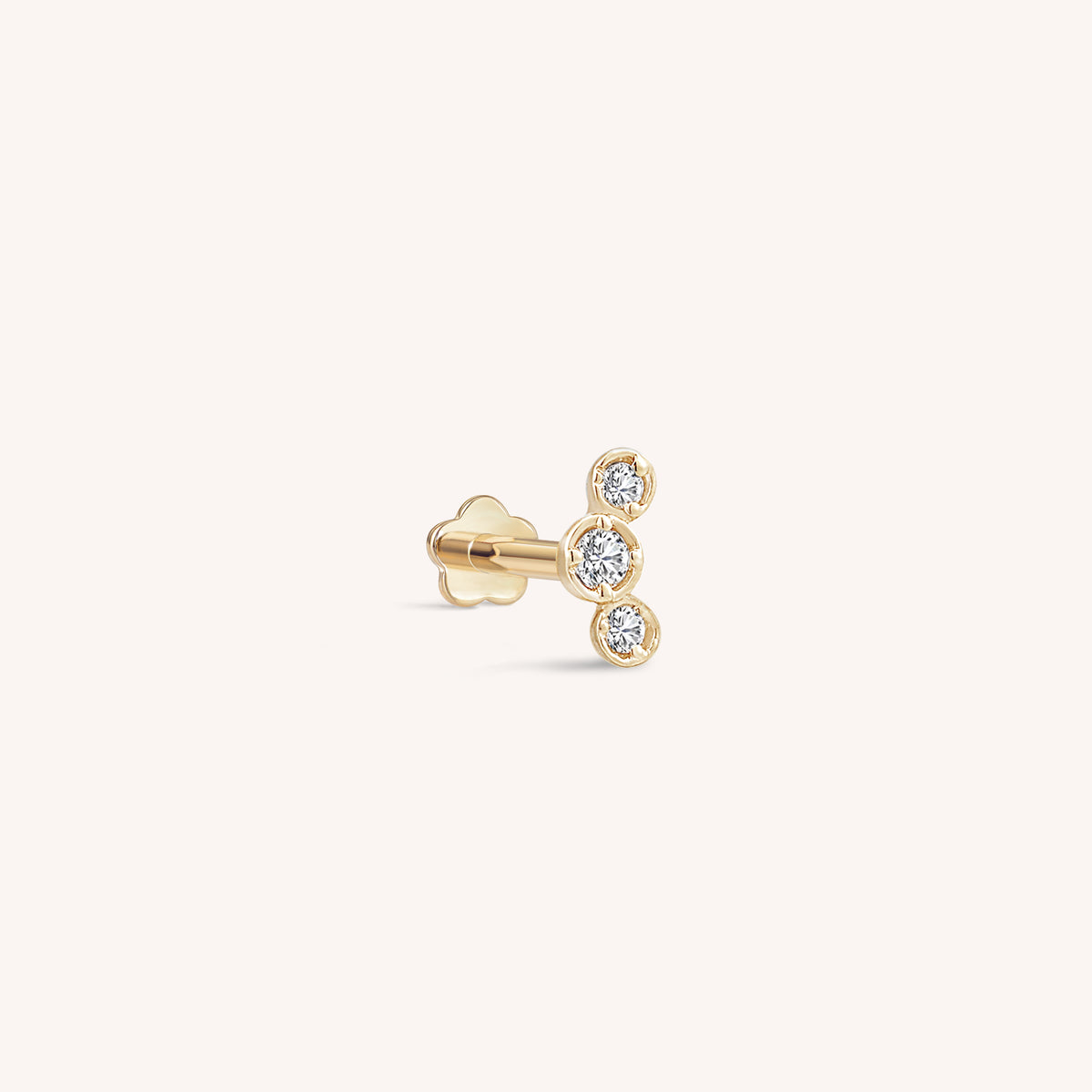 14K Solid Gold Trio Baby Bezel Diamond Threaded Labret Earring – J&CO ...