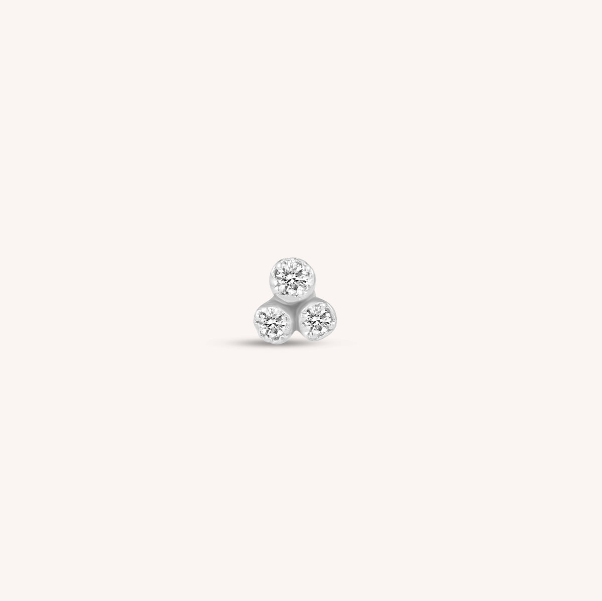 Labret en or solide 14K Trinity brillant avec diamant fileté