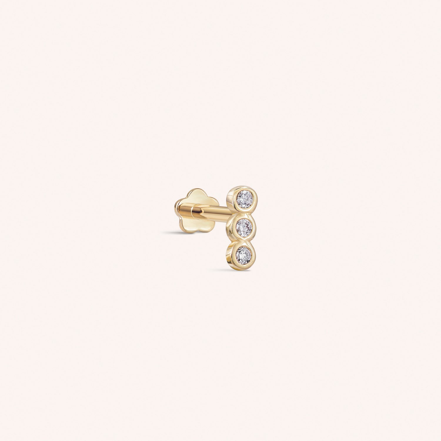 14K Solid Gold Glitrende Trio Diamant Gjennomgående Labret