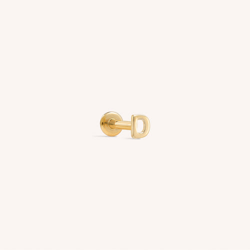 14K ソリッドゴールド ミニアルファベット フラットバック イヤリング