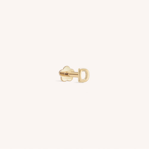 14K Solid Gold Mini Alphabet Flatback Kolczyk