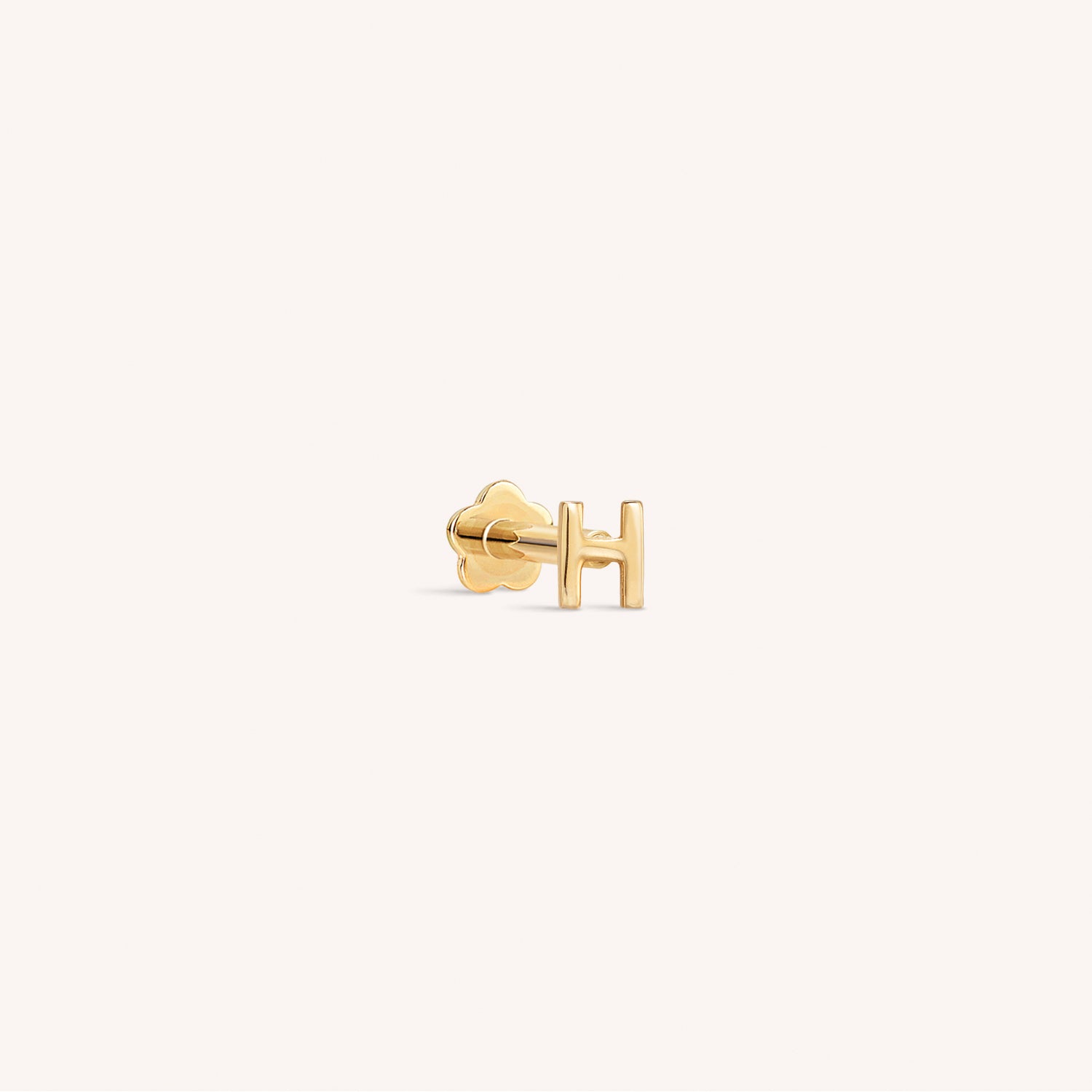 14K Solid Gold Mini Alphabet Flatback Earring