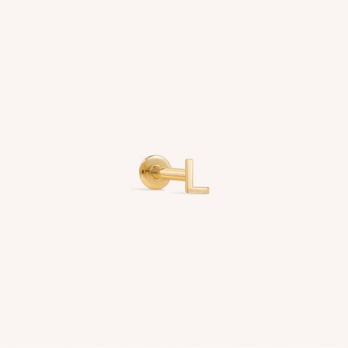 14K ソリッドゴールド ミニアルファベット フラットバック イヤリング