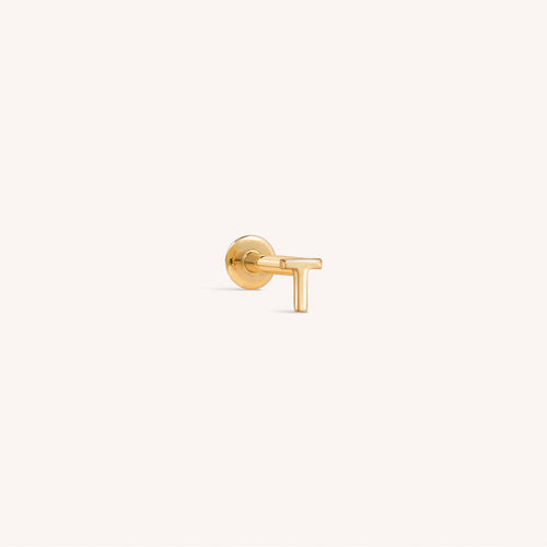 14K ソリッドゴールド ミニアルファベット フラットバック イヤリング