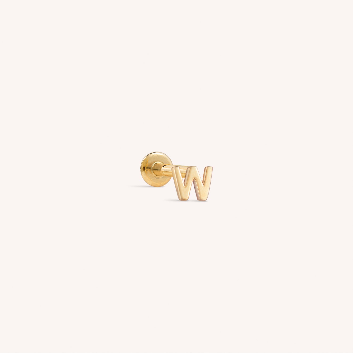 14K Solid Gold Mini Alphabet Flatback Earring