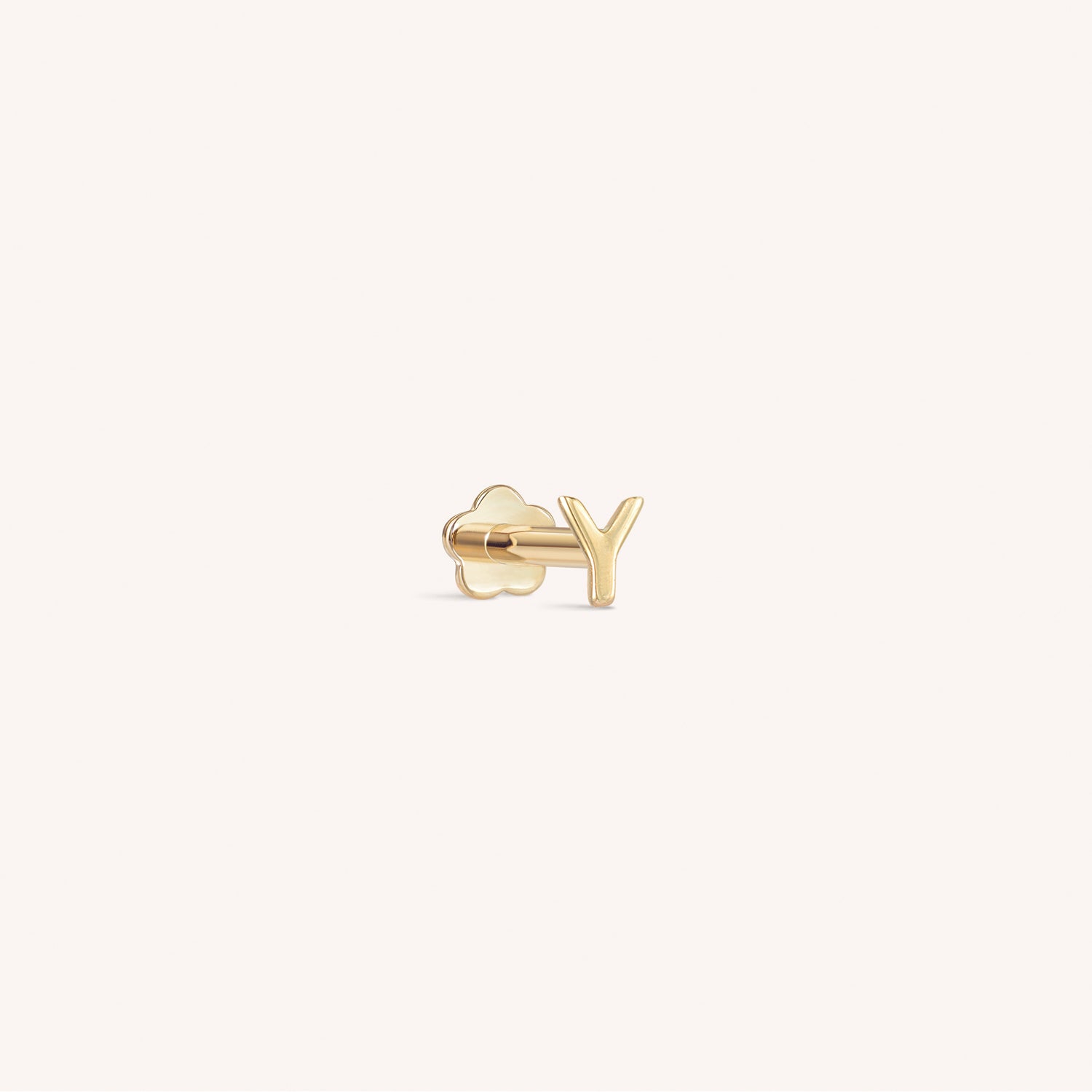 14K Solid Gold Mini Alphabet Flatback Earring