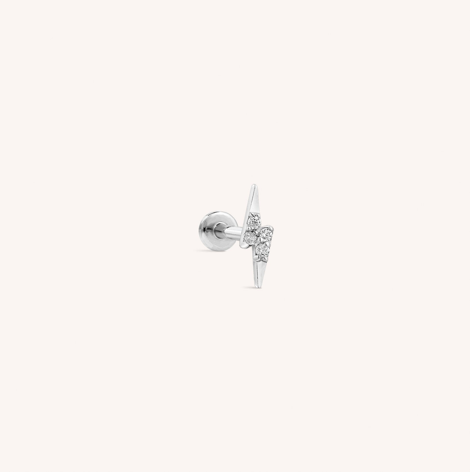 14K Solid Gold Jewel Thunderbolt Flatback Earring – J&CO Jewellery