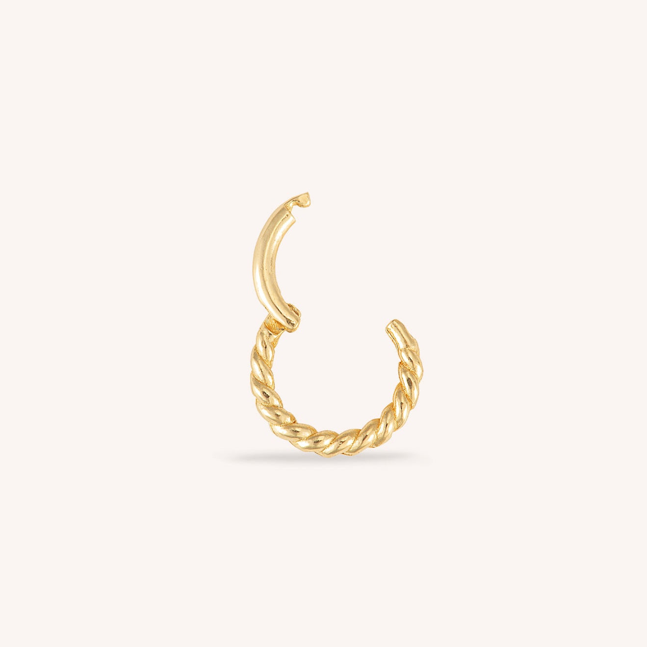 14K Solid Gold Twist Rope Small Clicker 8mm