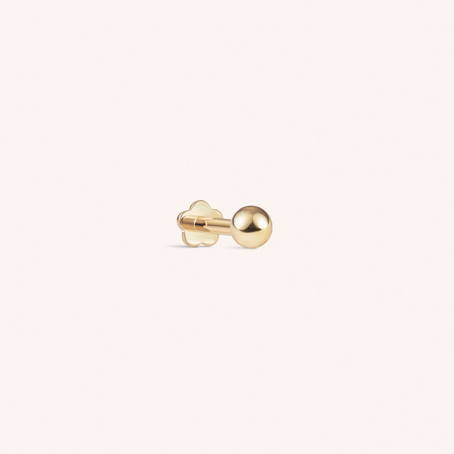 Anting Labret Berulir Bola Kecil Emas Padat 14K 3mm