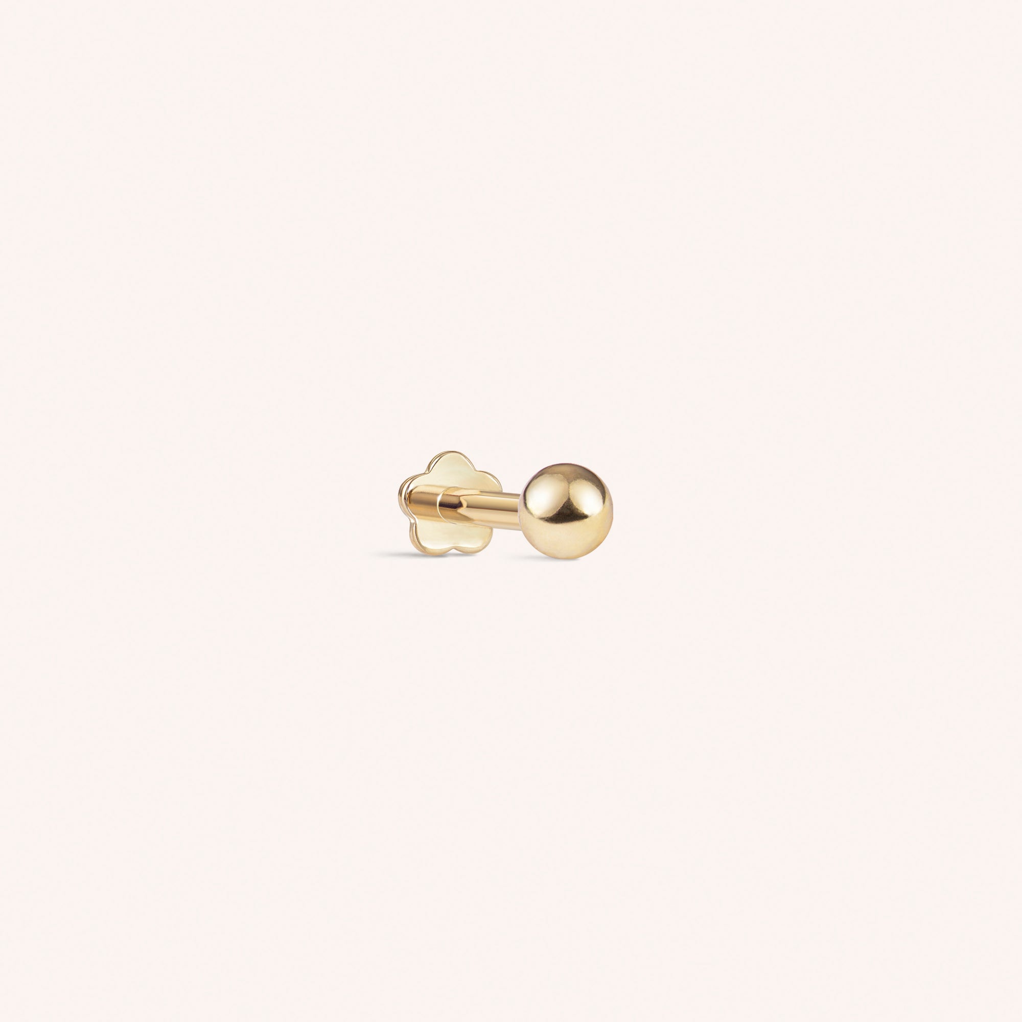 Anting Labret Berulir Bola Kecil Emas Padat 14K 3mm