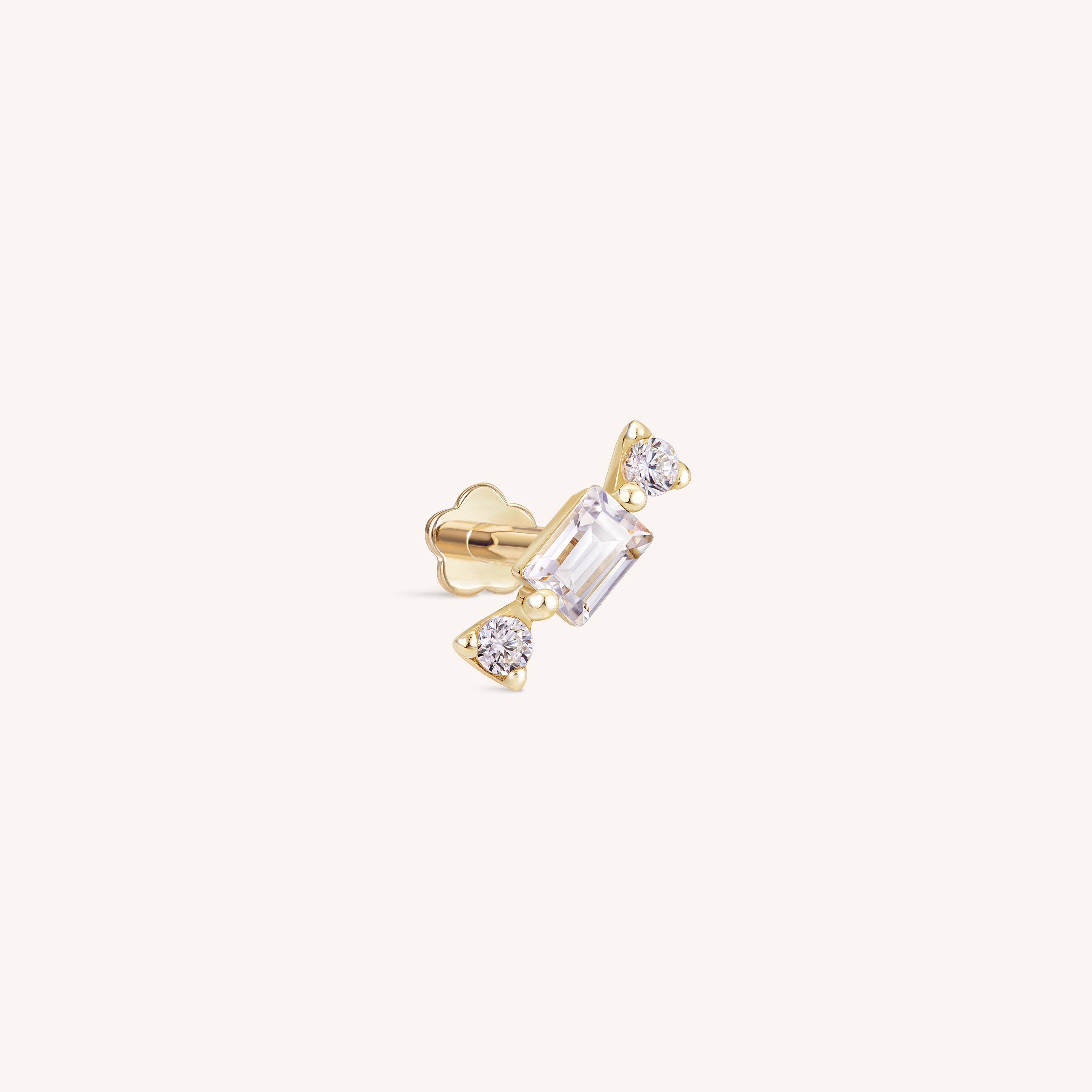 14Kソリッドゴールド 片耳　淡水パールフラットバックピアスJ&co. 14Kソリッドゴールド 片耳 淡水パールフラットバックピアスJ&co