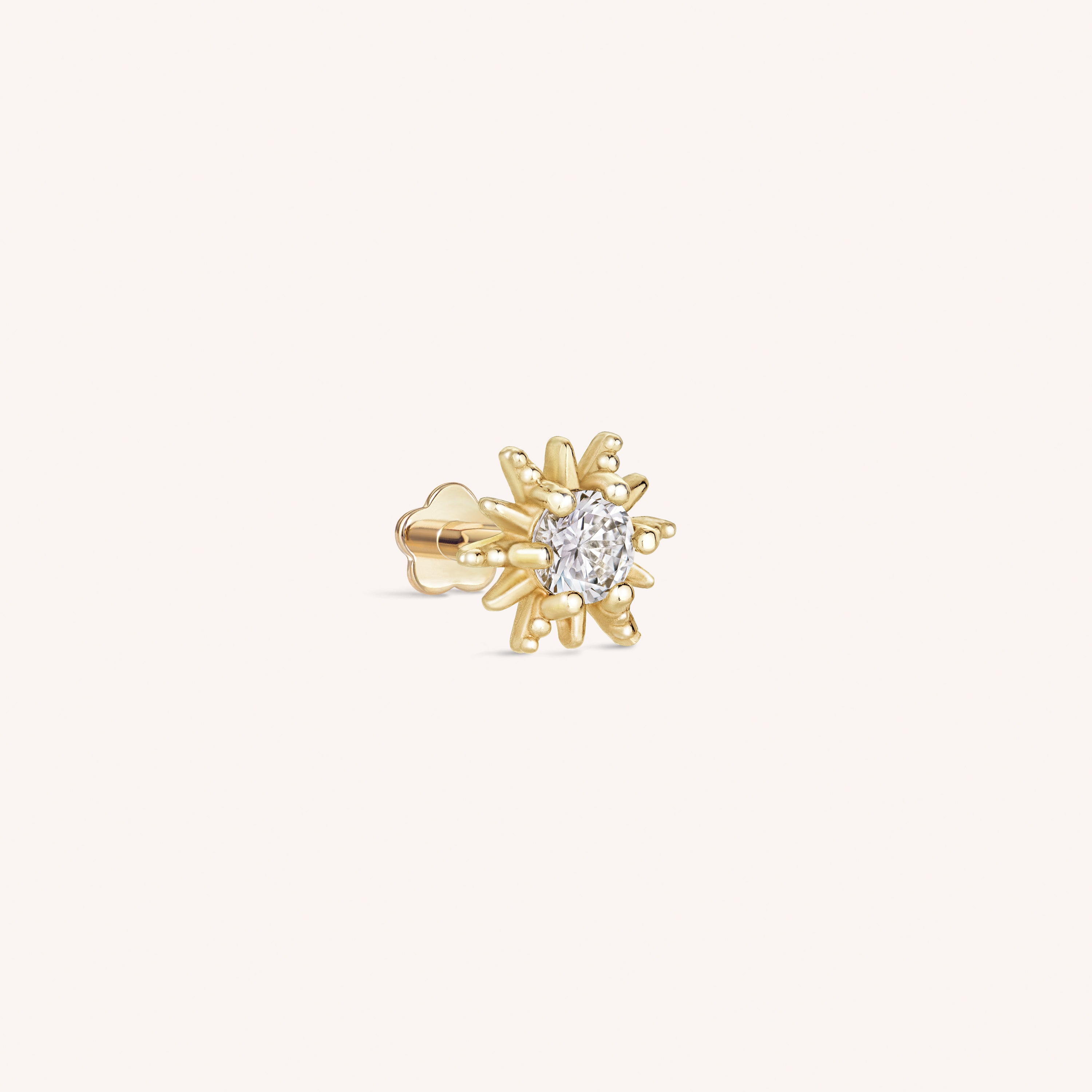 14K Solid Gold Radiant Sun Flatback Earring – J&CO Jewellery