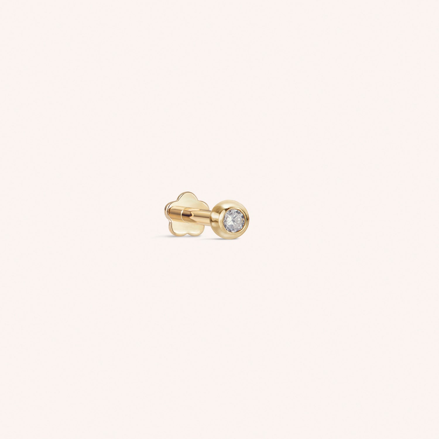 ต่างหูหลังแบนลูกแก้วเล็กทองแท้ 14K