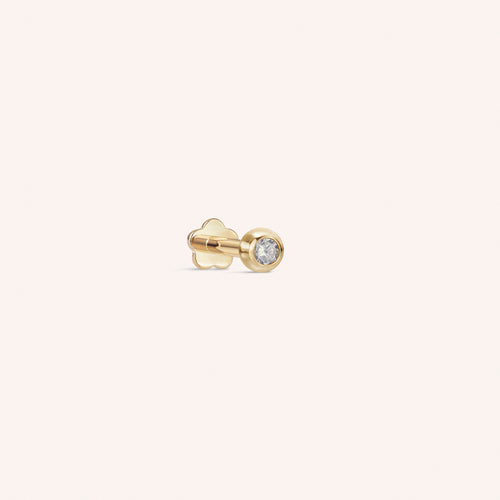 ต่างหูหลังแบนลูกแก้วเล็กทองแท้ 14K