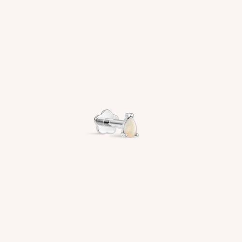 14K Solid Gold Opal Teardrop Threaded Labret Earring