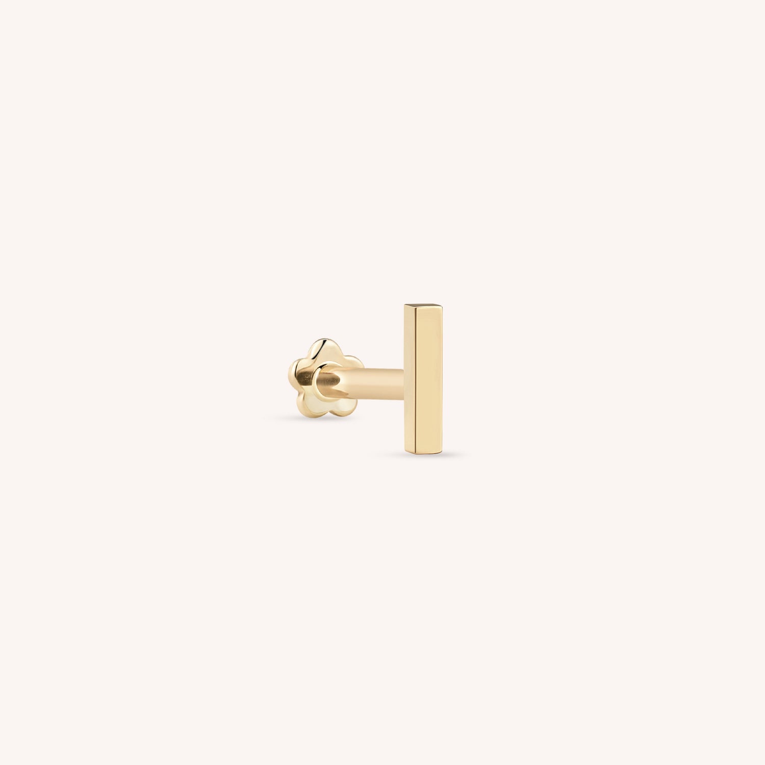 14K Solid Gold Micro Bar Flatback Earring