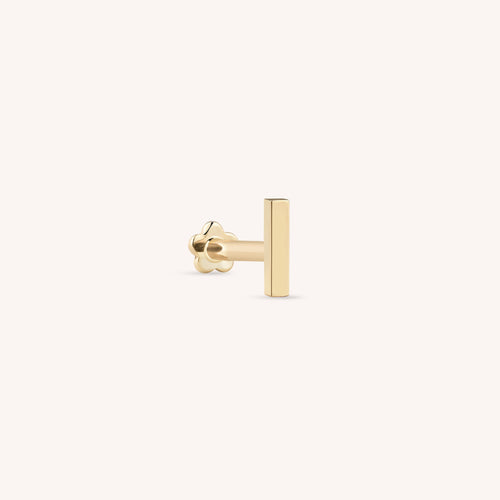 14K Solid Gold Micro Bar Flatback Earring
