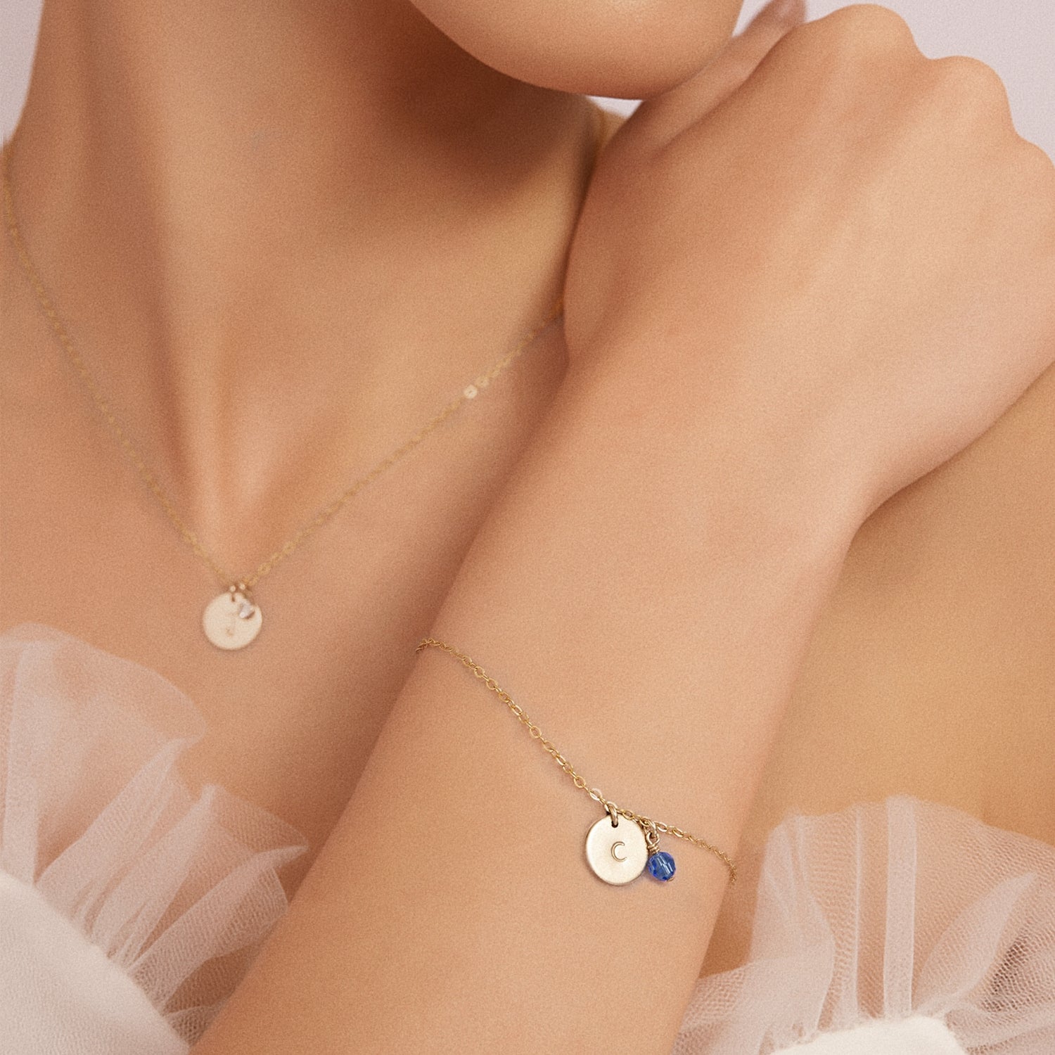 Personlig fødselsstein krystallskive armbånd