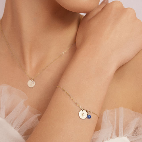 Personlig fødselsstein krystallskive armbånd