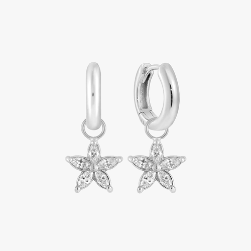 Marquise Petal Charm Hoop Earrings