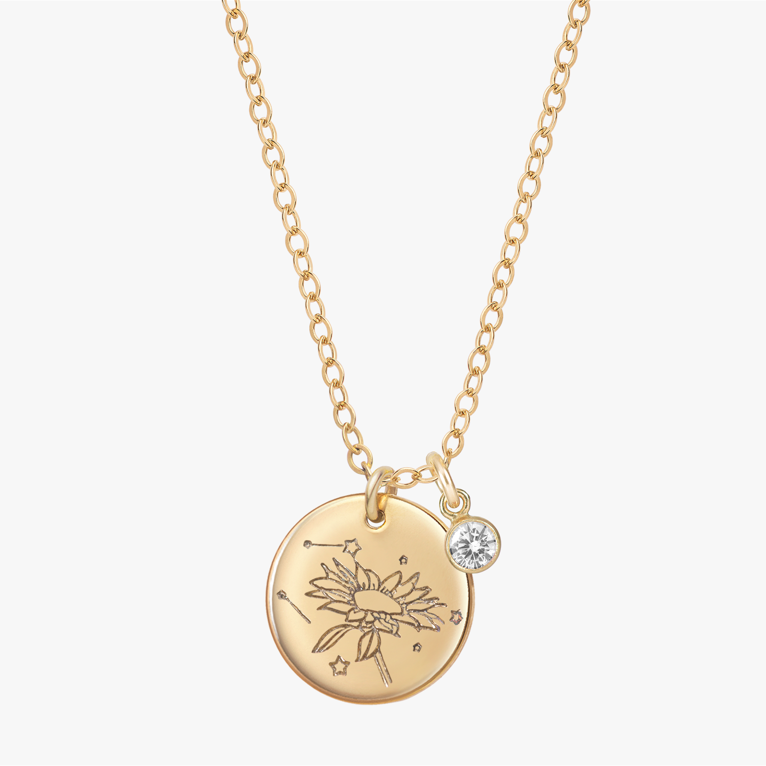 Personalized Stardust Bloom With Birthstone Necklace