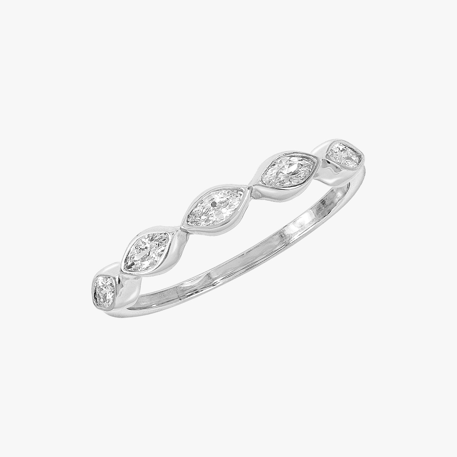 Marquise Bar CZ 銀戒指