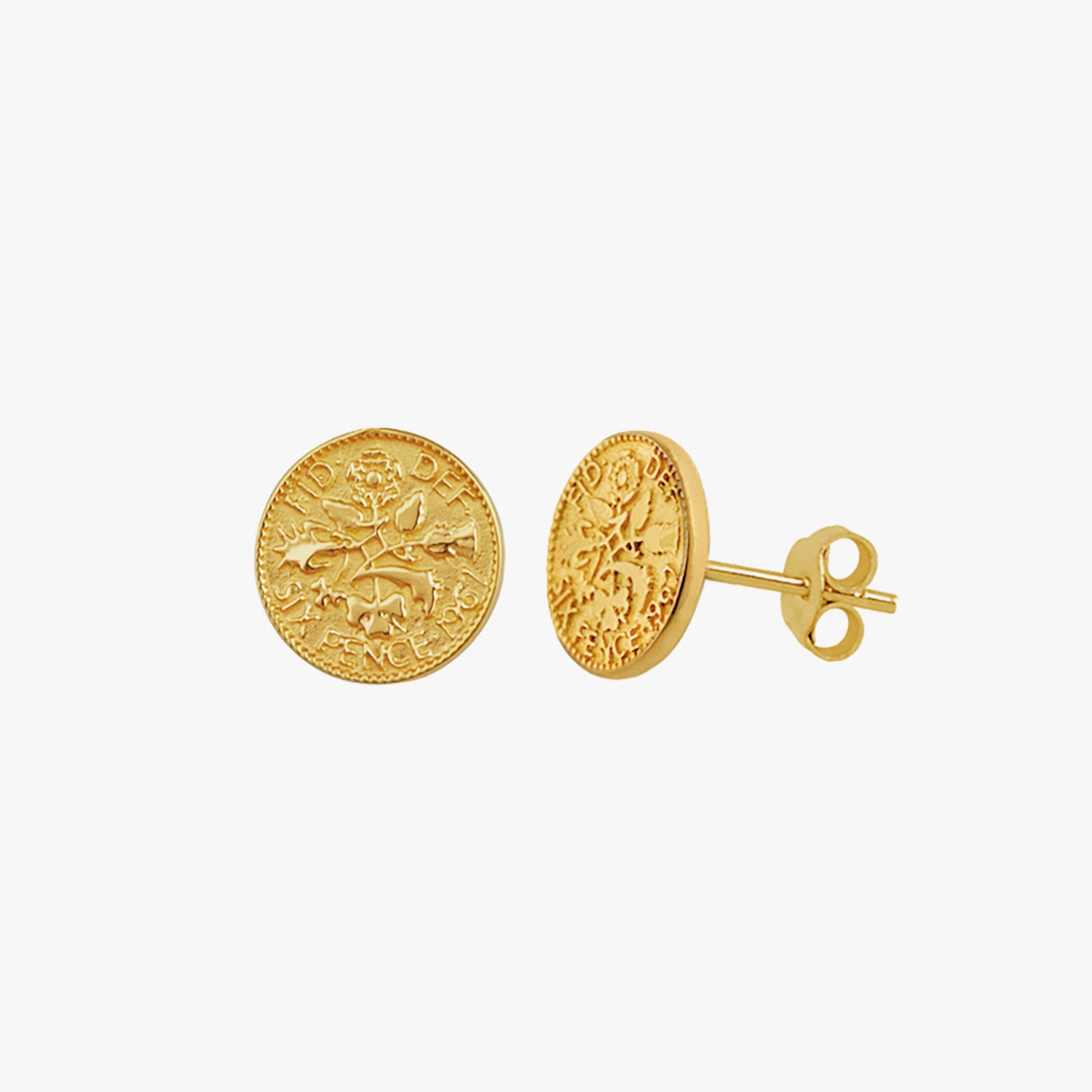 Gold coin stud earrings 2025